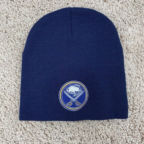 Buffalo Sabres NHL Yupoong Beanie Embroidered Navy Blue Uncuffed‎ Knit Cap NWOT - Picture 1 of 4